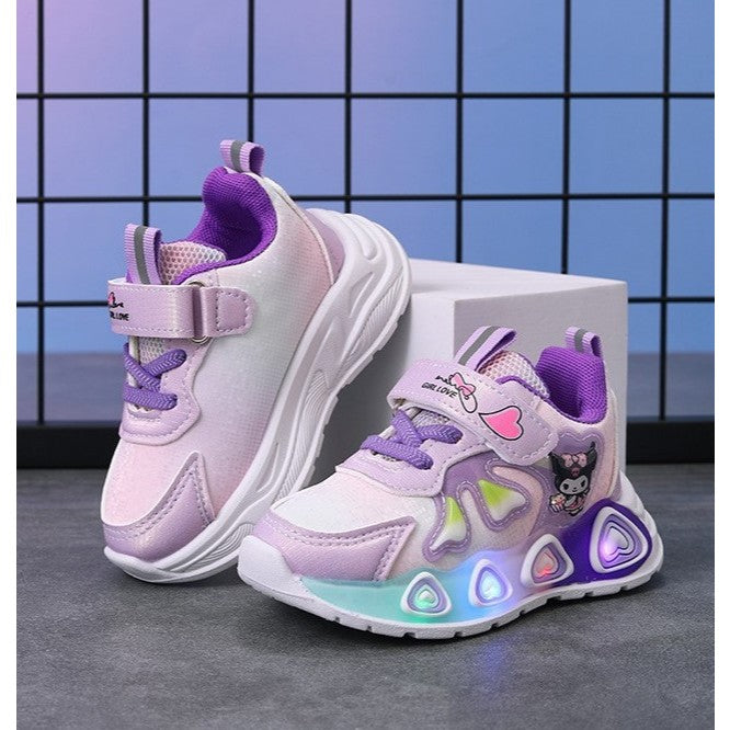 Super Junior [COD] Sepatu KUROMI MONTY Sepatu LED Anak Perempuan Import 21-30 Usia 1-5Tahun