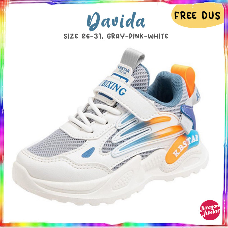 Sepatu DAVIDA  Sepatu Anak Laki-Laki Dan Perempuan Import 26-37 Usia 2-11 Tahun