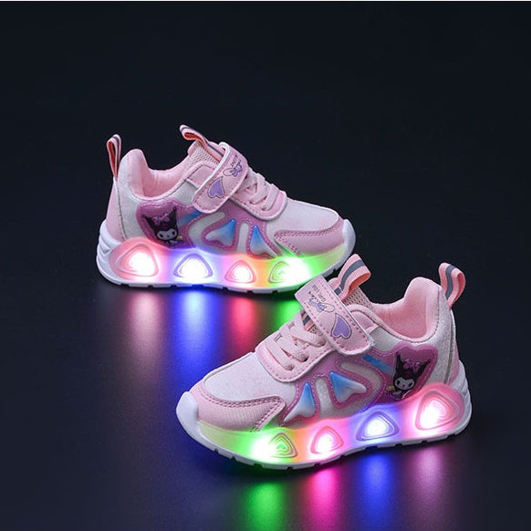 Super Junior [COD] Sepatu KUROMI MONTY Sepatu LED Anak Perempuan Import 21-30 Usia 1-5Tahun
