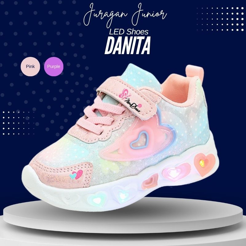 Sepatu DANITA Sepatu LED Anak Perempuan Import 21-30 Usia 1-5 Tahun