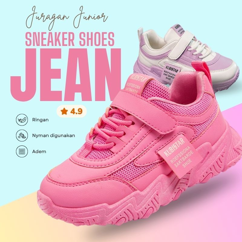 Sepatu JEANN Sneakers Import Anak Perempuan Non LED Size 26-37 Usia 2-10 Tahun
