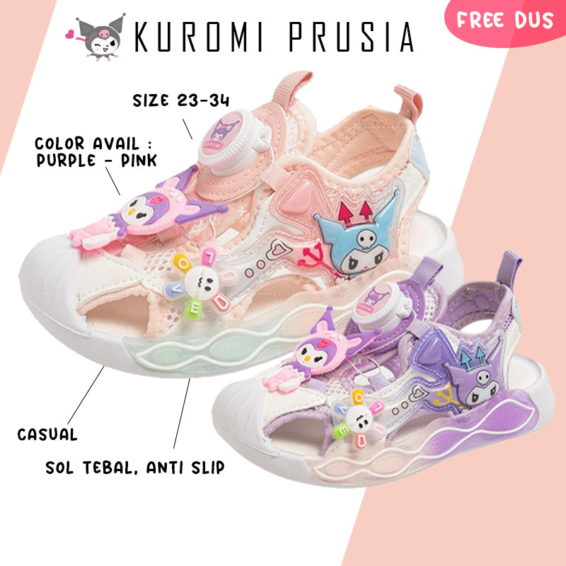 Sandal KUROMI PRUSIA Sepatu Sandal Anak Perempuan Import 23-34 Usia 2-10Tahun