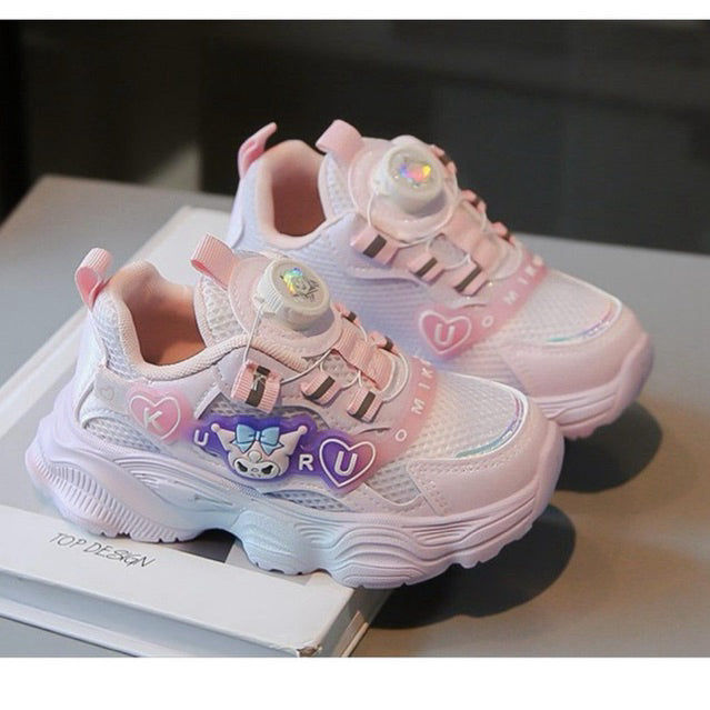 Super Junior [COD] Sepatu KUROMI KYURU Sepatu LED Anak Perempuan Import 26-37 Usia 2-10 Tahun
