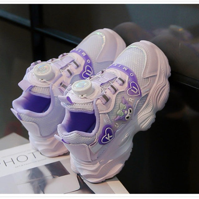 Super Junior [COD] Sepatu KUROMI KYURU Sepatu LED Anak Perempuan Import 26-37 Usia 2-10 Tahun