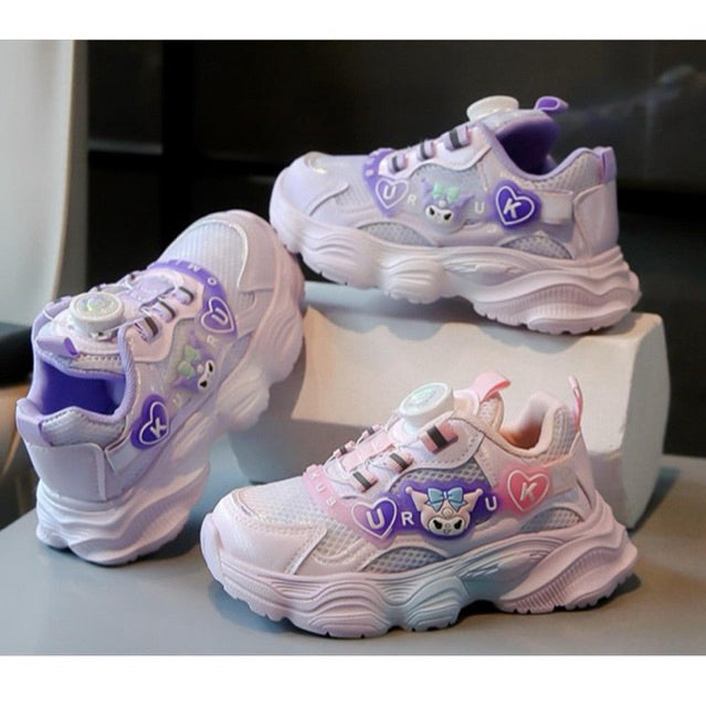 Super Junior [COD] Sepatu KUROMI KYURU Sepatu LED Anak Perempuan Import 26-37 Usia 2-10 Tahun