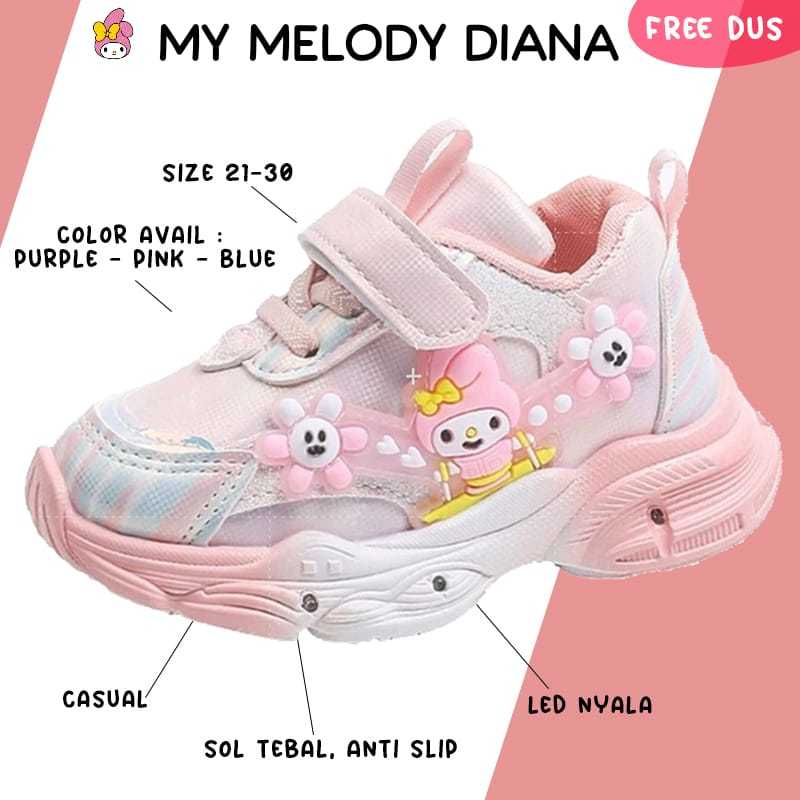 Sepatu MY MELODY DIANA Sepatu LED Anak Perempuan 21-30 Usia 1-5Tahun