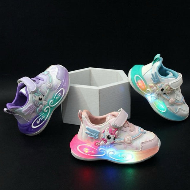 Sepatu UNICORN JILL Sepatu LED Anak Perempuan Import 21-30 Usia 1-5 Tahun