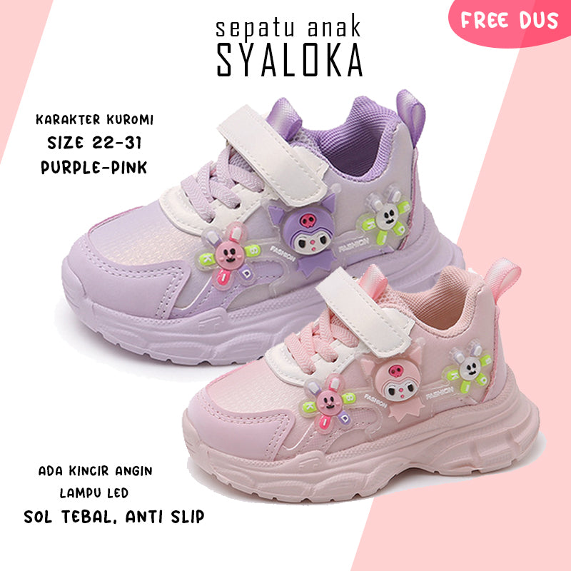 Sepatu KUROMI SYALOKA Sepatu LED Anak Perempuan Import 22-31 Usia 1-5Tahun
