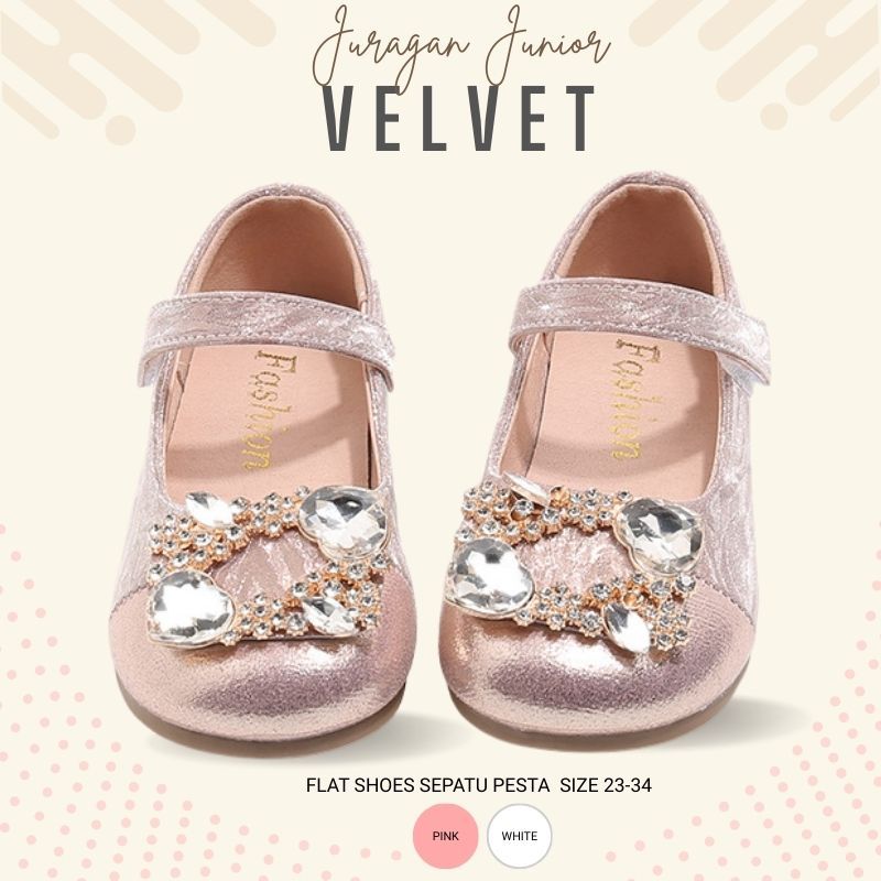Sepatu VELVET Sepatu Pesta Anak Perempuan Import 23-34 Usia 1-7 Tahun