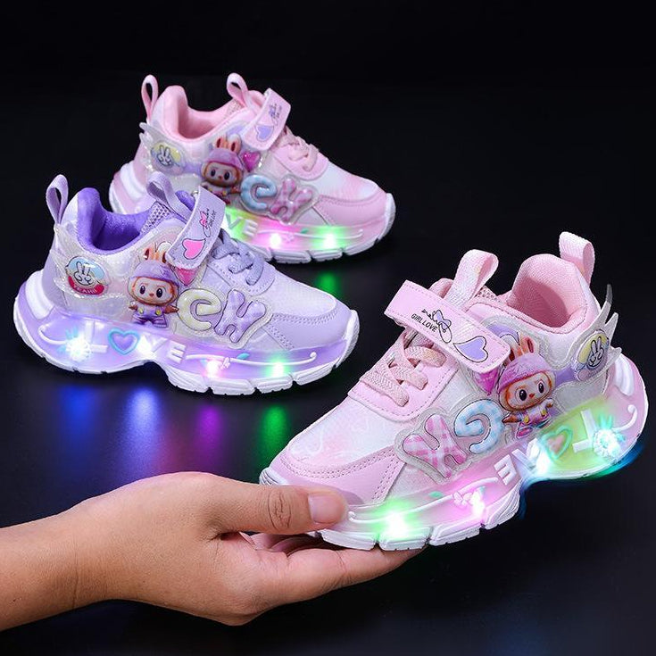 Sepatu LABUBU LOVE Sepatu LED Anak Perempuan Import 21-30 Usia 1-5 Tahun
