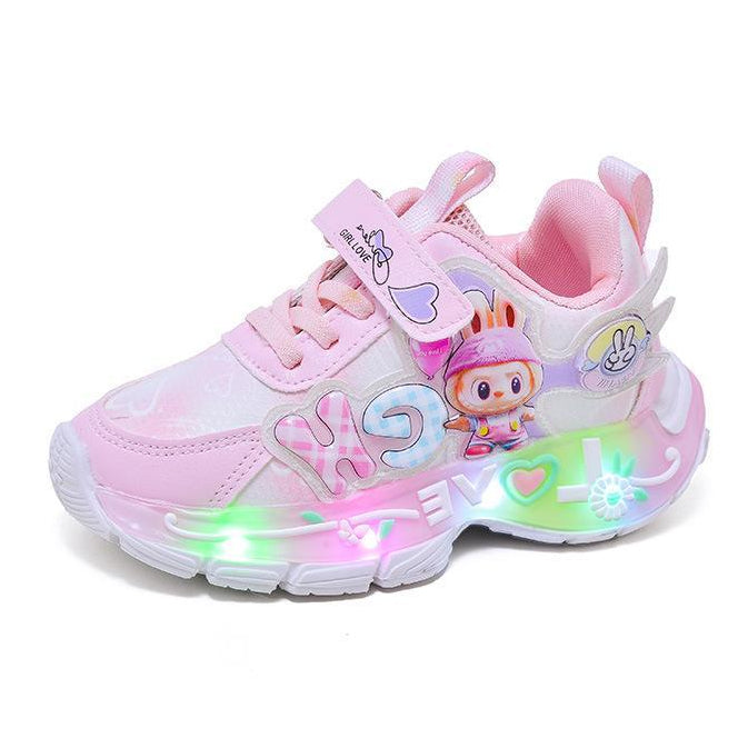 Sepatu LABUBU LOVE Sepatu LED Anak Perempuan Import 21-30 Usia 1-5 Tahun
