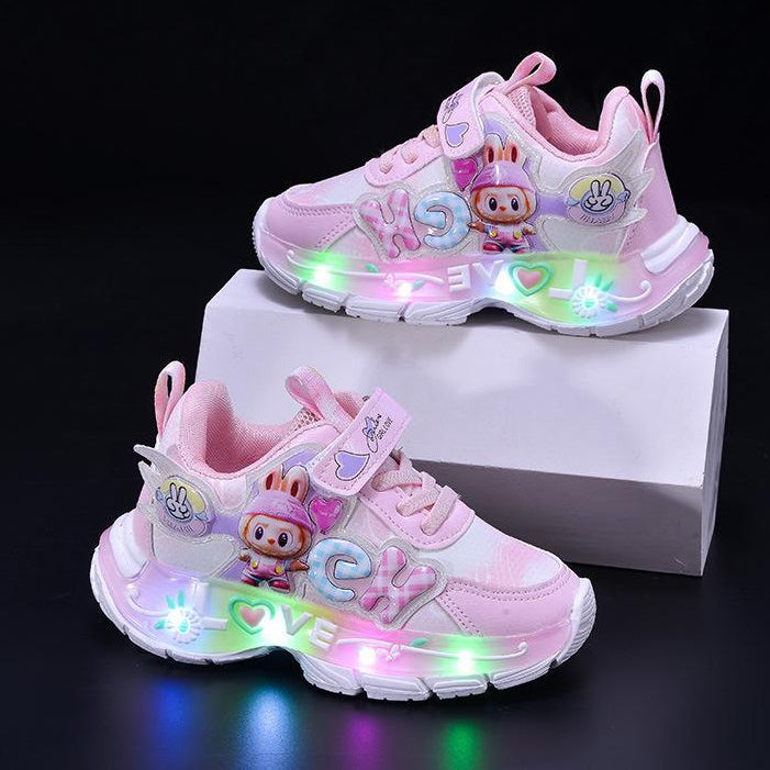 Sepatu LABUBU LOVE Sepatu LED Anak Perempuan Import 21-30 Usia 1-5 Tahun