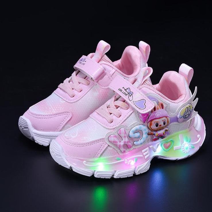 Sepatu LABUBU LOVE Sepatu LED Anak Perempuan Import 21-30 Usia 1-5 Tahun