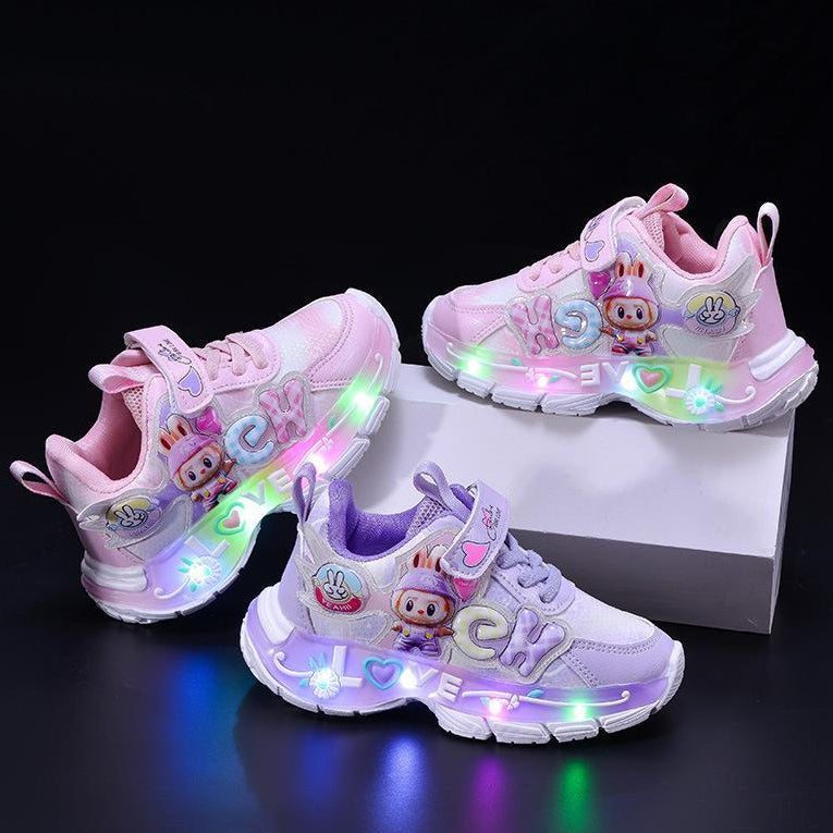 Sepatu LABUBU LOVE Sepatu LED Anak Perempuan Import 21-30 Usia 1-5 Tahun