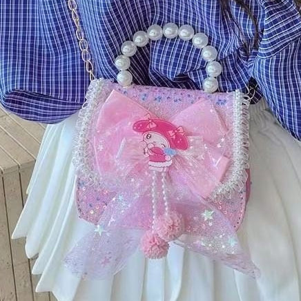 Tas Anak Selempang Tas Tangan Uang Lebaran 2026 Luna Pearl Mini Tas Tangan Mutiara Anak Perempuan Import
