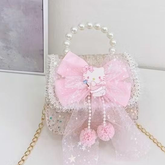 Tas Anak Selempang Tas Tangan Uang Lebaran 2026 Luna Pearl Mini Tas Tangan Mutiara Anak Perempuan Import