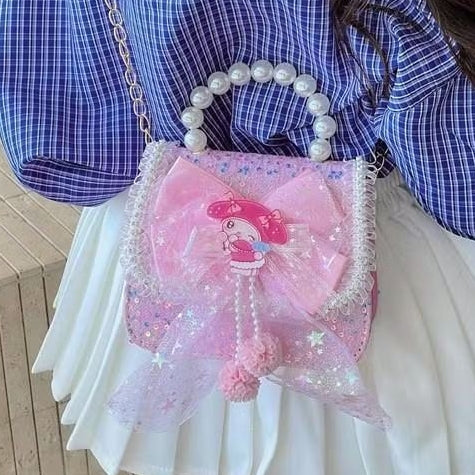 Tas Anak Selempang Tas Tangan Uang Lebaran 2026 Luna Pearl Mini Tas Tangan Mutiara Anak Perempuan Import