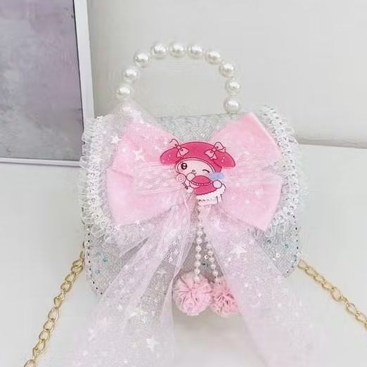 Tas Anak Selempang Tas Tangan Uang Lebaran 2026 Luna Pearl Mini Tas Tangan Mutiara Anak Perempuan Import