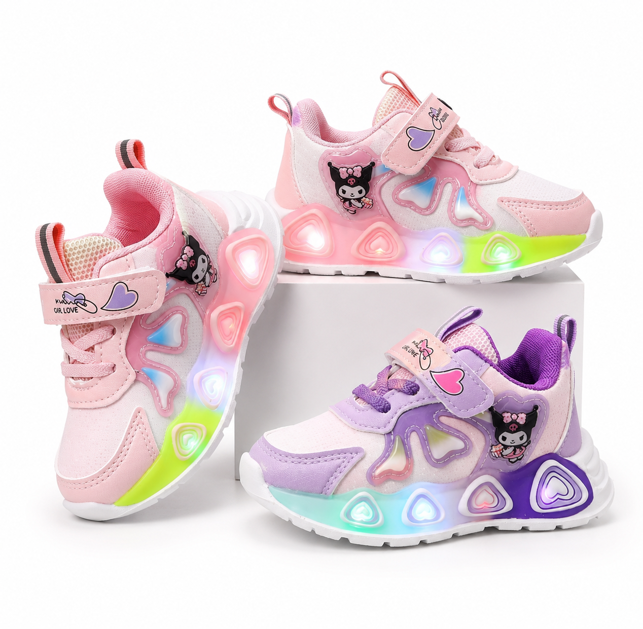 Super Junior [COD] Sepatu KUROMI MONTY Sepatu LED Anak Perempuan Import 21-30 Usia 1-5Tahun