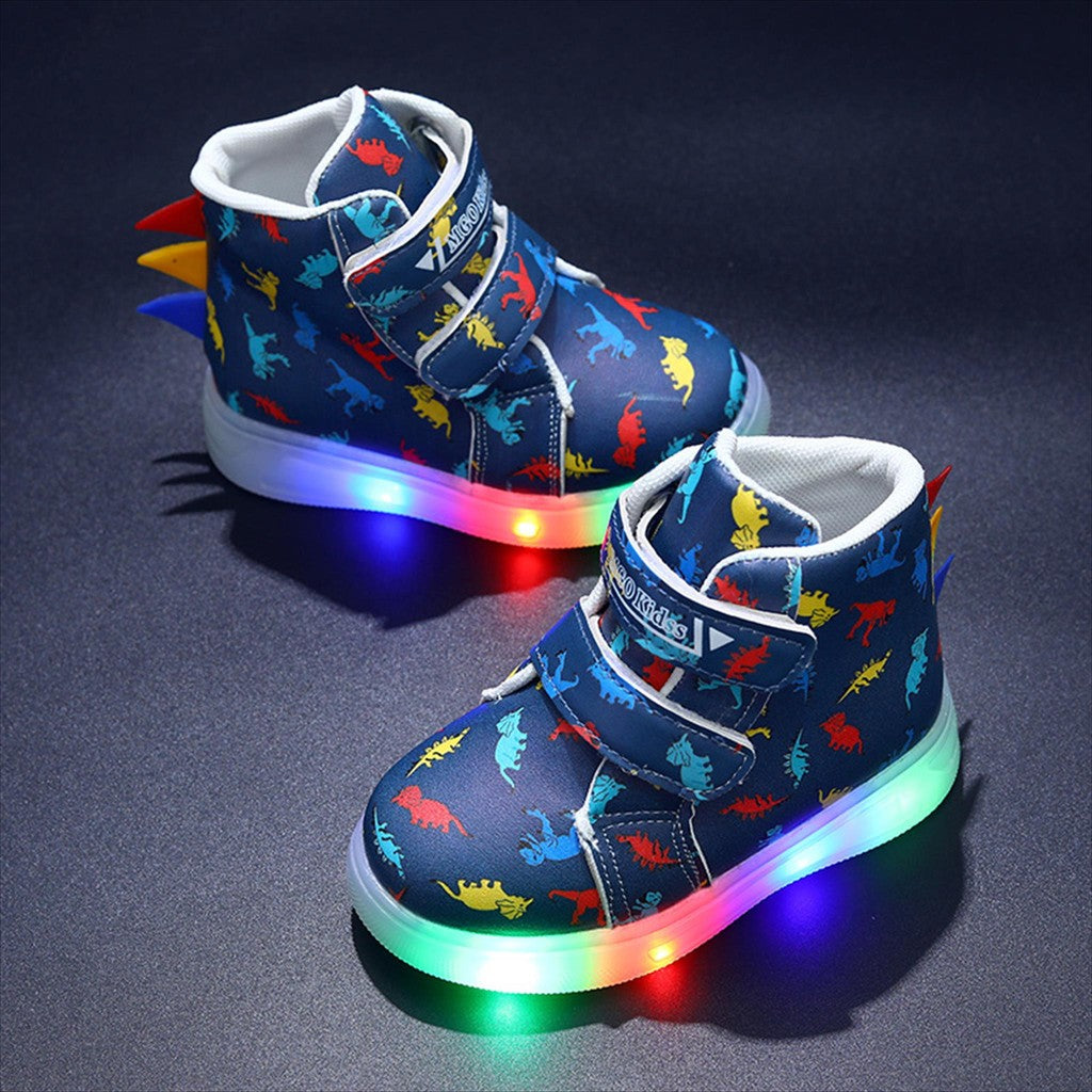 Sepatu DINO Sepatu Boots LED Anak Laki-laki Import 21-30 Usia 1-5Tahun