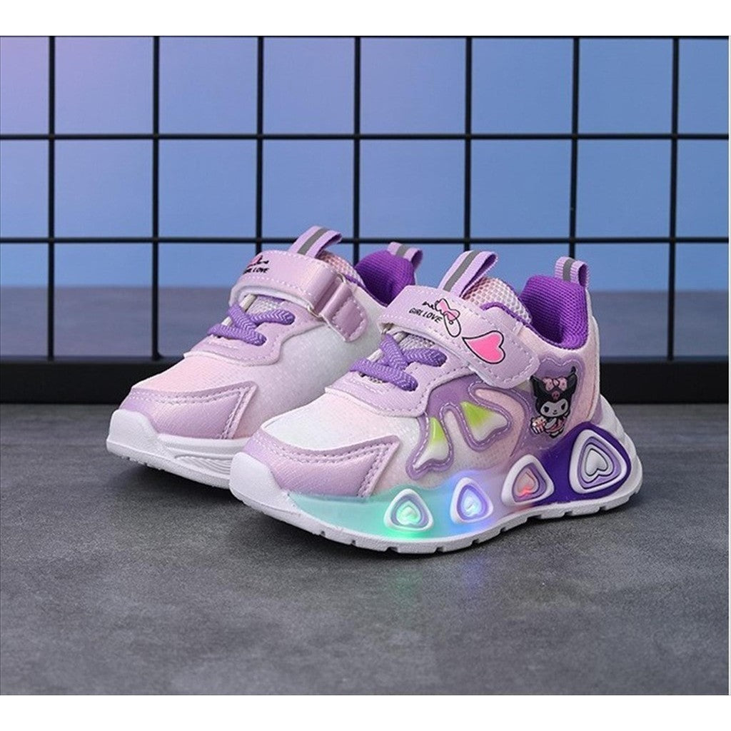 Super Junior [COD] Sepatu KUROMI MONTY Sepatu LED Anak Perempuan Import 21-30 Usia 1-5Tahun