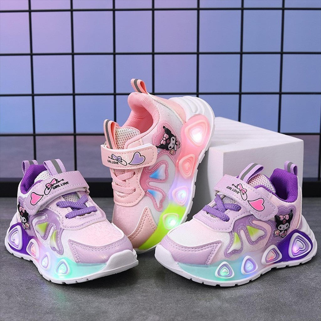 Super Junior [COD] Sepatu KUROMI MONTY Sepatu LED Anak Perempuan Import 21-30 Usia 1-5Tahun
