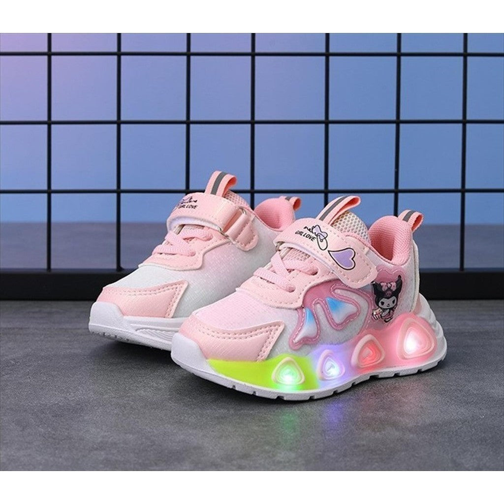Super Junior [COD] Sepatu KUROMI MONTY Sepatu LED Anak Perempuan Import 21-30 Usia 1-5Tahun
