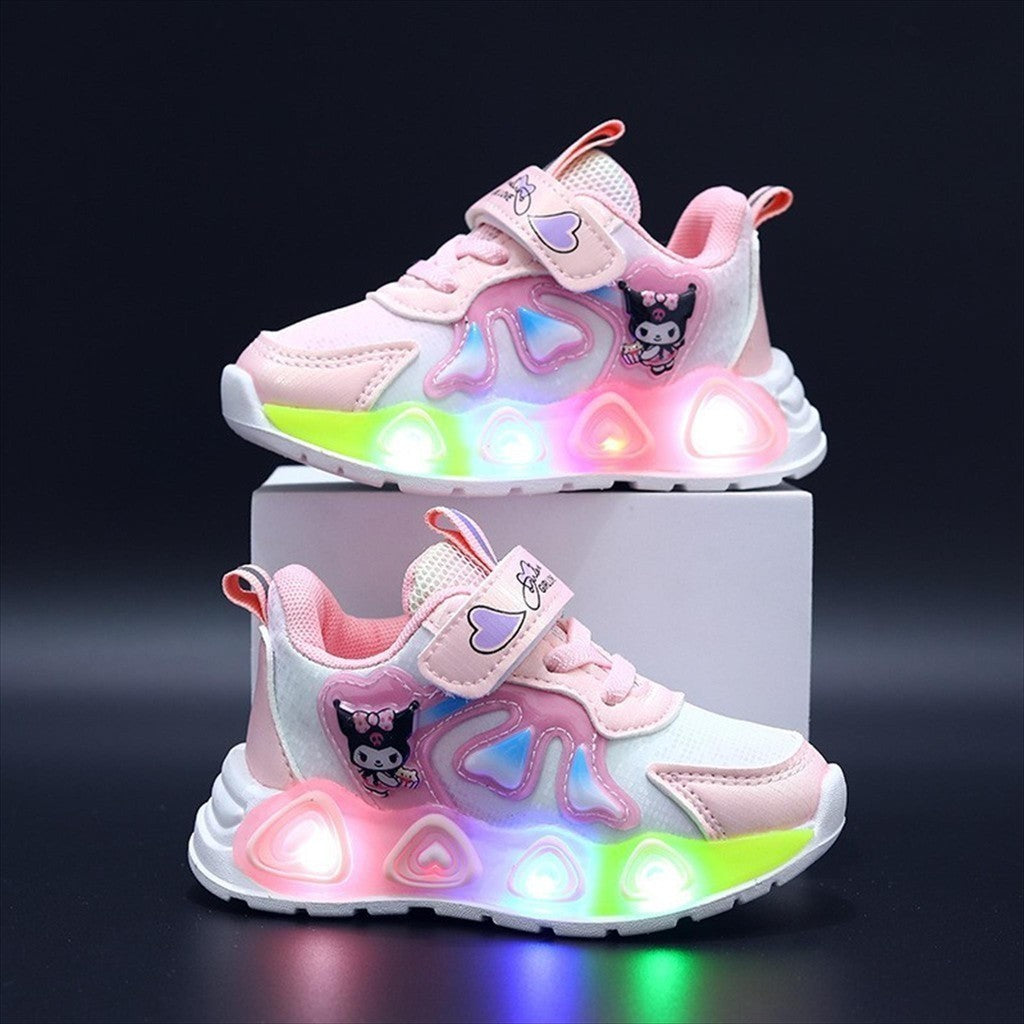 Super Junior [COD] Sepatu KUROMI MONTY Sepatu LED Anak Perempuan Import 21-30 Usia 1-5Tahun