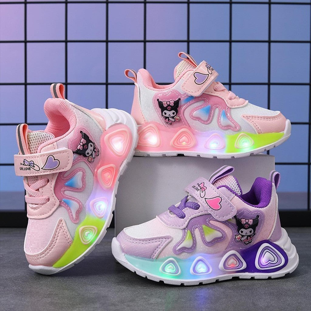 Super Junior [COD] Sepatu KUROMI MONTY Sepatu LED Anak Perempuan Import 21-30 Usia 1-5Tahun