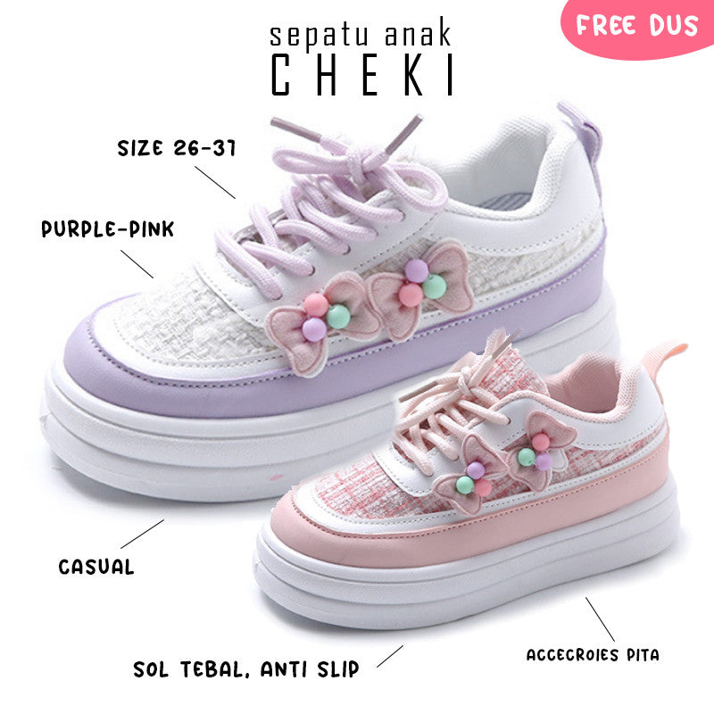 Sepatu Cheki Sepatu Anak Perempuan Import 26-37 Usia 2-11 Tahun