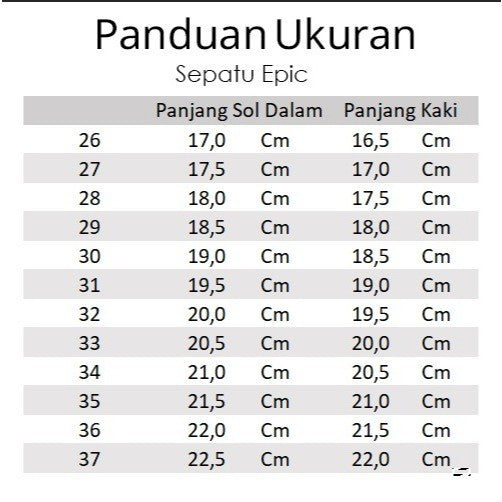 Sepatu EPIC Sepatu Anak Laki-laki Dan Perempuan Import 26-37 Usia 4-12 Tahun