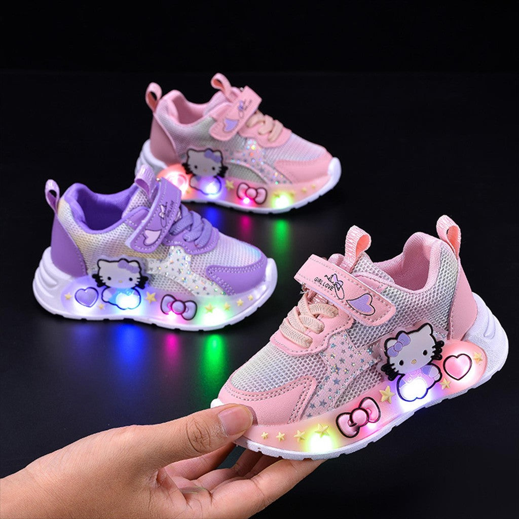 Sepatu HELLO KITTY NAVA Sepatu LED Anak Perempuan Import 21-30 Usia 1-5 Tahun