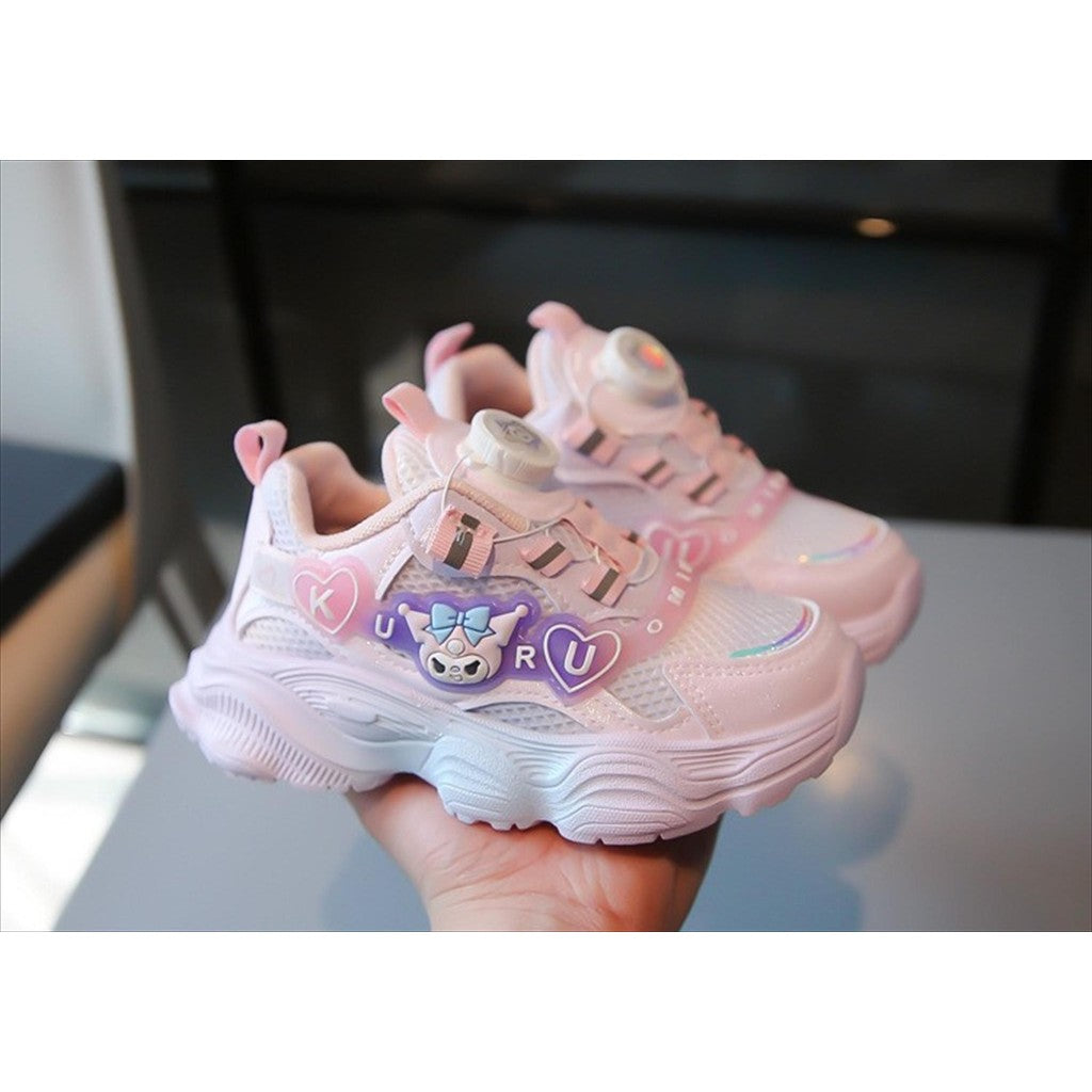 Super Junior [COD] Sepatu KUROMI KYURU Sepatu LED Anak Perempuan Import 26-37 Usia 2-10 Tahun