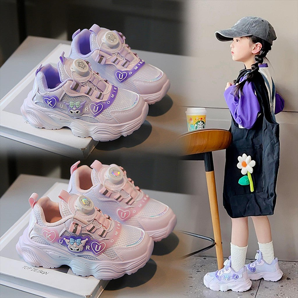 Super Junior [COD] Sepatu KUROMI KYURU Sepatu LED Anak Perempuan Import 26-37 Usia 2-10 Tahun