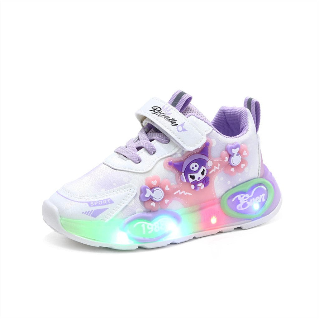 Super Junior [COD] Sepatu KUROMI MILA Sepatu LED Anak Perempuan Import 21-30 Usia 1-5 Tahun