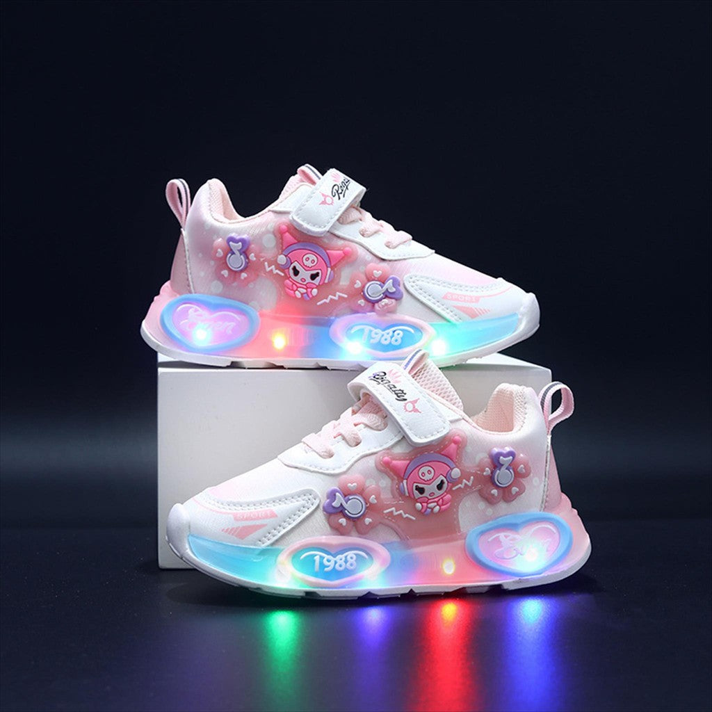 Super Junior [COD] Sepatu KUROMI MILA Sepatu LED Anak Perempuan Import 21-30 Usia 1-5 Tahun