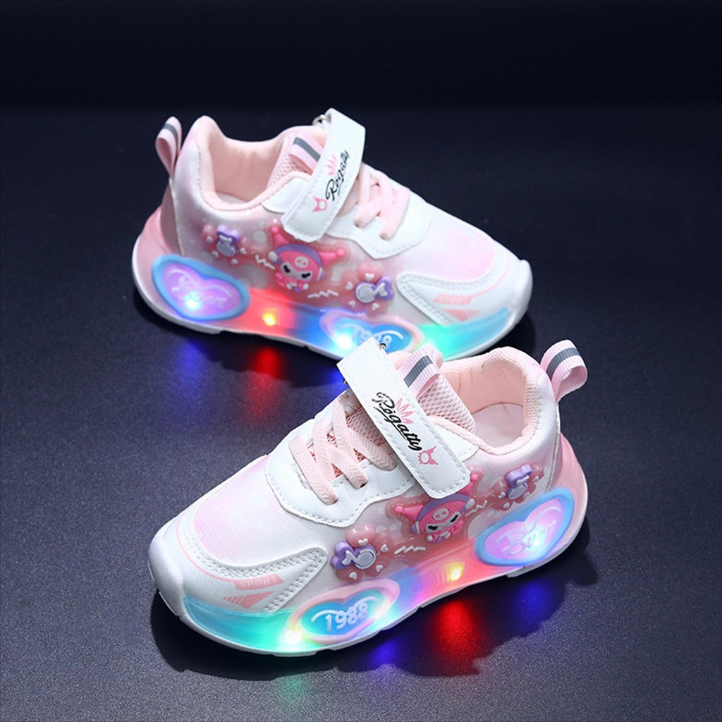 Super Junior [COD] Sepatu KUROMI MILA Sepatu LED Anak Perempuan Import 21-30 Usia 1-5 Tahun