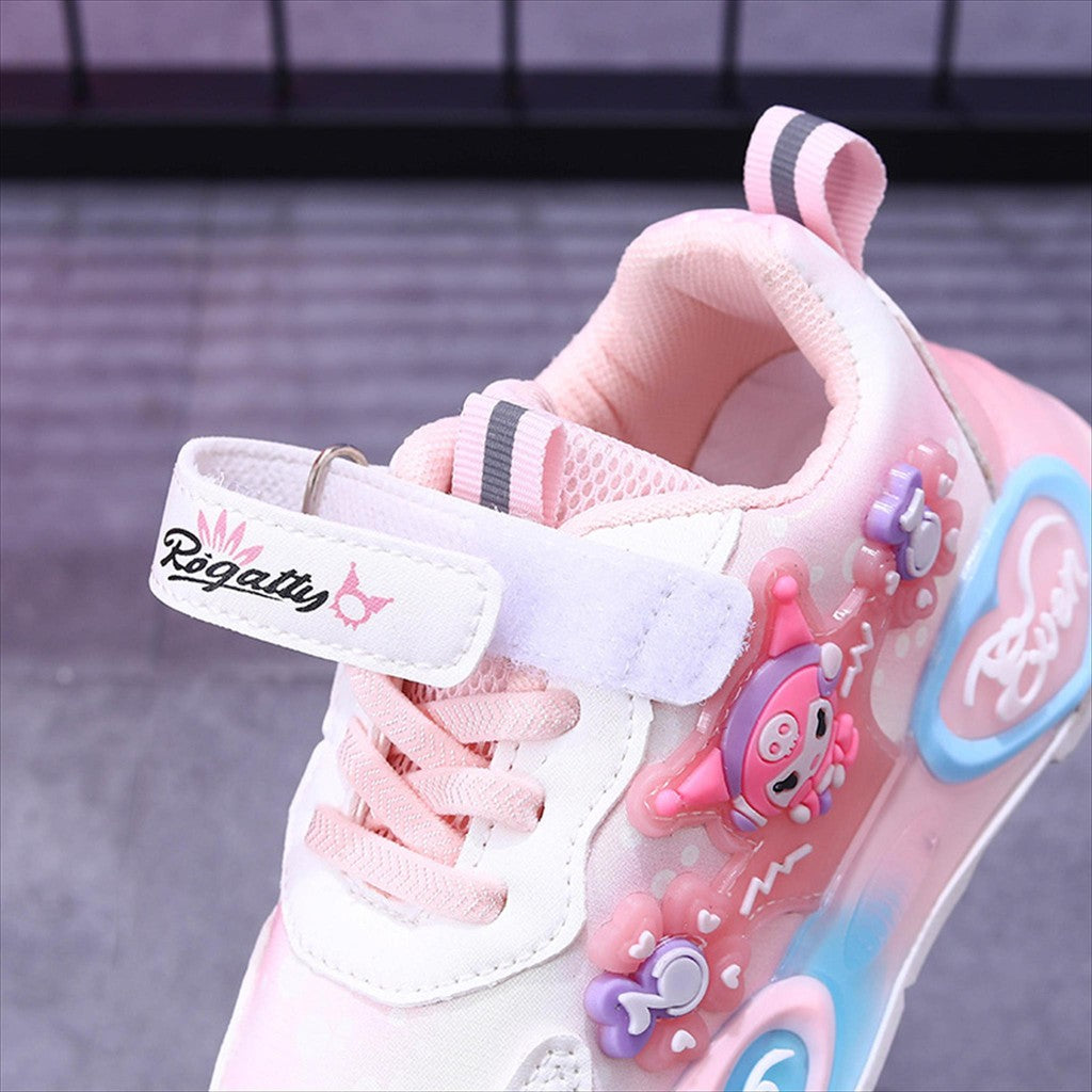 Super Junior [COD] Sepatu KUROMI MILA Sepatu LED Anak Perempuan Import 21-30 Usia 1-5 Tahun