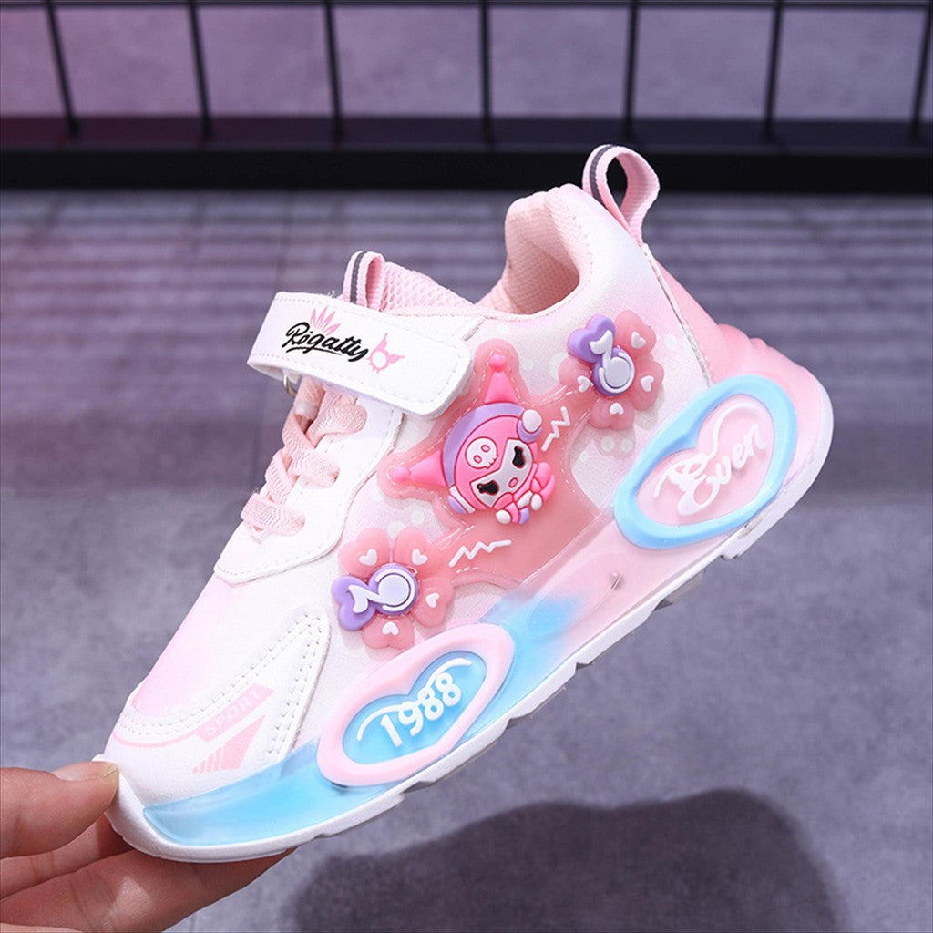Super Junior [COD] Sepatu KUROMI MILA Sepatu LED Anak Perempuan Import 21-30 Usia 1-5 Tahun
