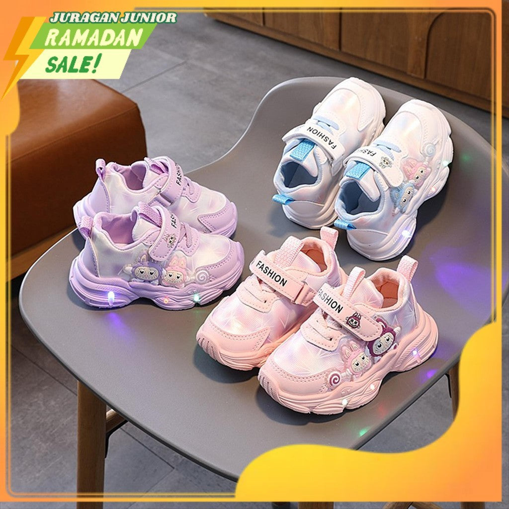 Sepatu LABUBU MERLIN Sepatu LED Anak Perempuan Import 21-30 Usia 1-5 Tahun