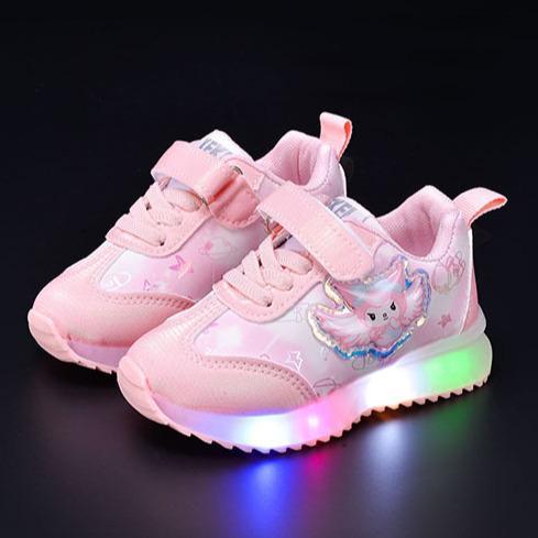 Sepatu KUROMI ALFA  Anak Menyala LED Sepatu Sneaker Casual Pink Purple Size 21-30 usia 1 2 3 4 5 tahun