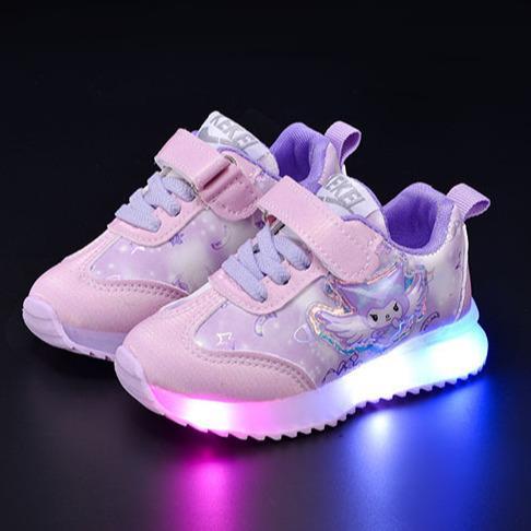 Sepatu KUROMI ALFA  Anak Menyala LED Sepatu Sneaker Casual Pink Purple Size 21-30 usia 1 2 3 4 5 tahun