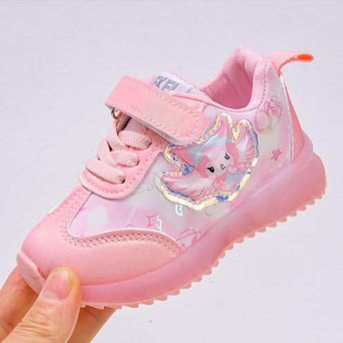 Sepatu KUROMI ALFA  Anak Menyala LED Sepatu Sneaker Casual Pink Purple Size 21-30 usia 1 2 3 4 5 tahun